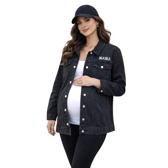 Emma's Expressions Jackets & Blazers - Emmas Expressions "Mama" Embroidered Black Denim Jacket With Butterfly Medium